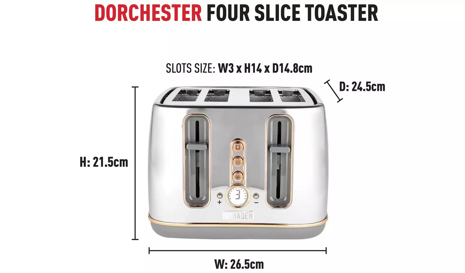 Haden 206817 Dorchester Kettle & 4 Slice Toaster - Chrome