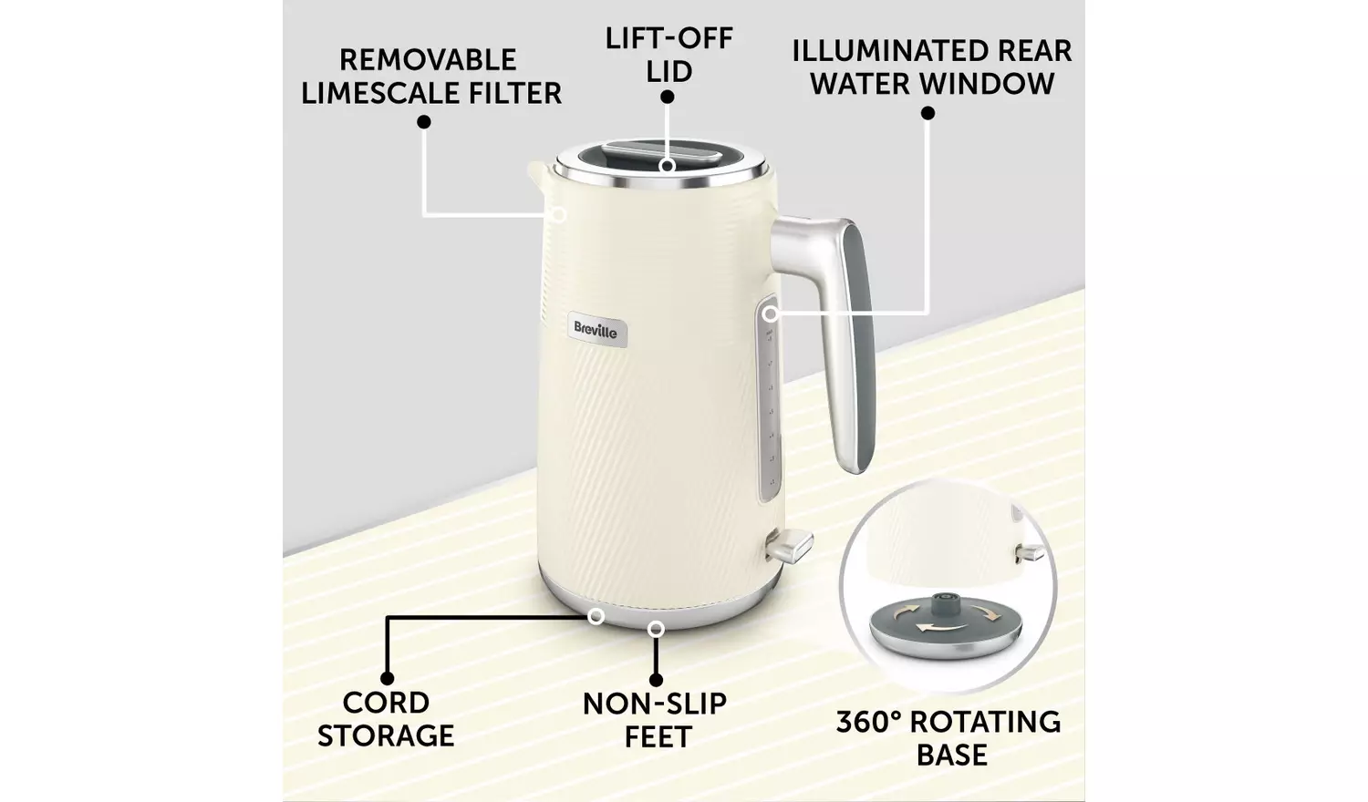 Breville VKT179 Obliq Kettle - Cream