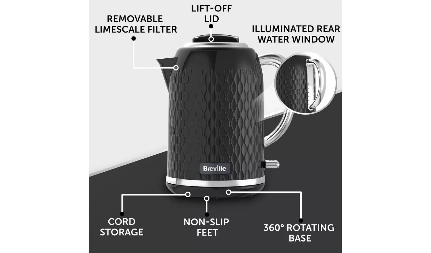 Breville VKT017 Curve Kettle - Black and Chrome