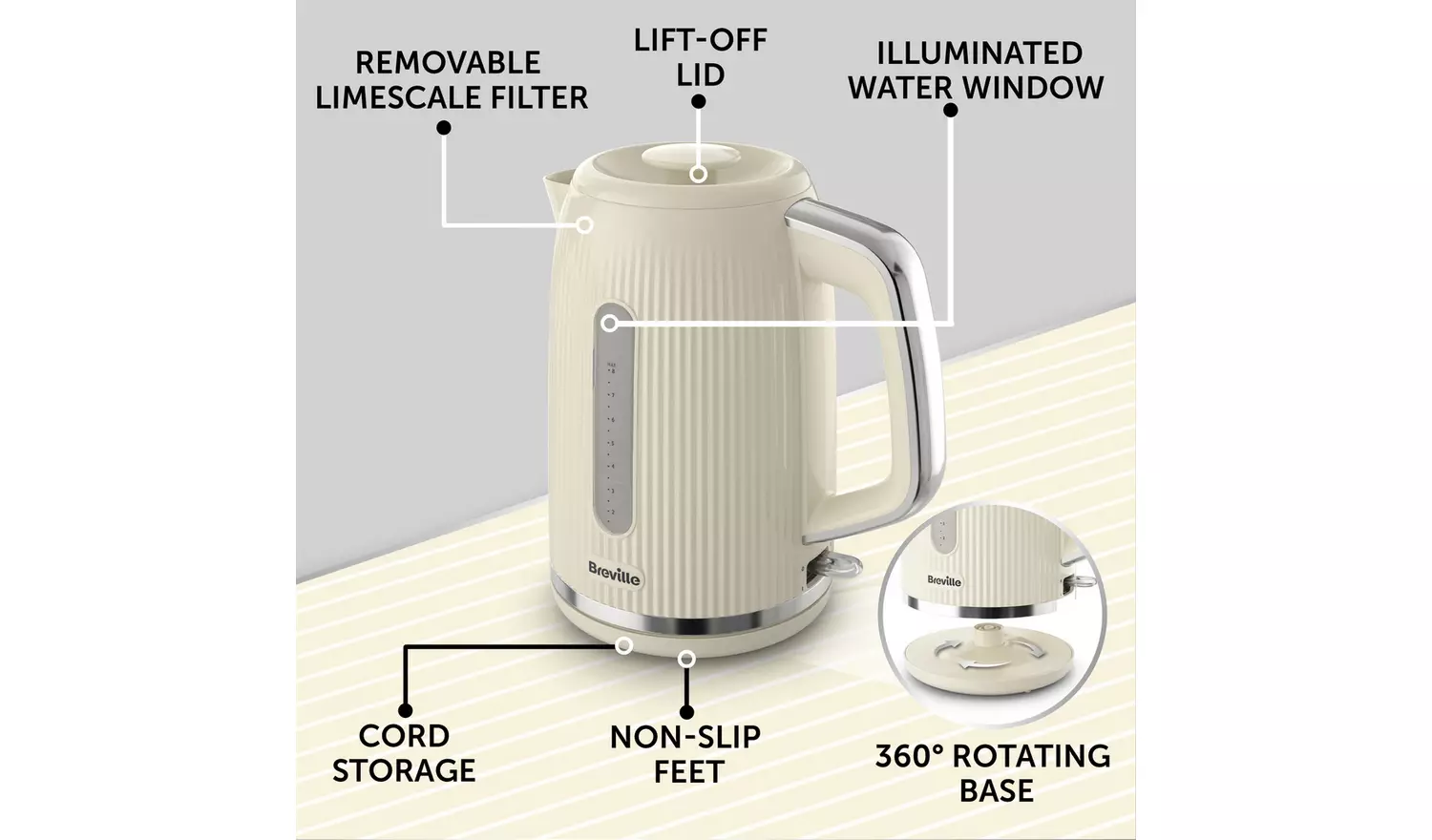 Breville VKT223 Bold Kettle - Cream and Silver