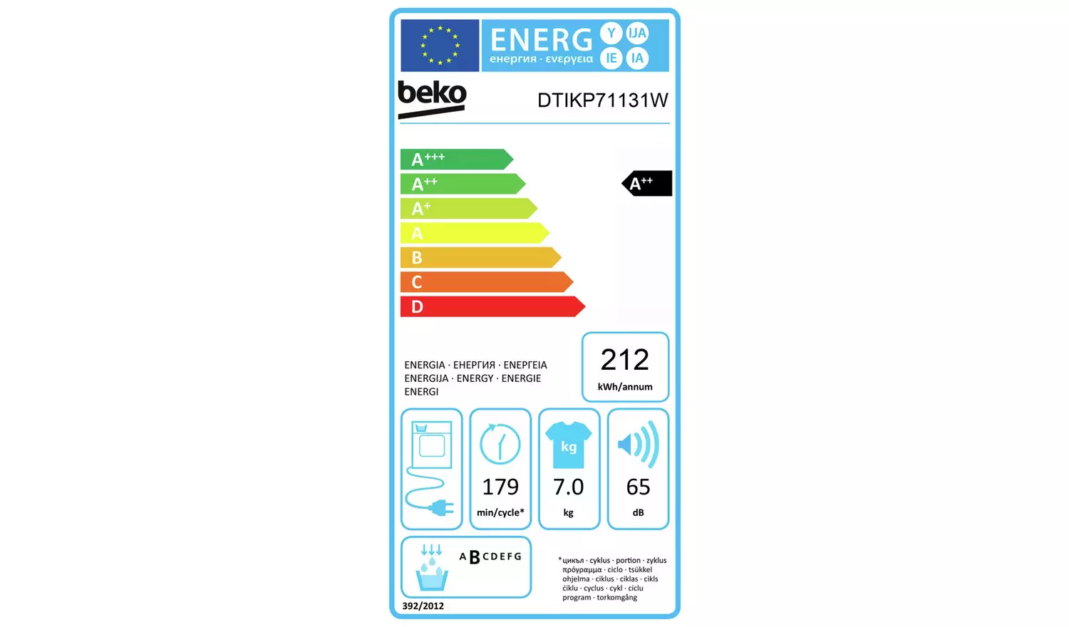 Beko DTIKP71131W 7KG Integrated Heat Pump Tumble Dryer