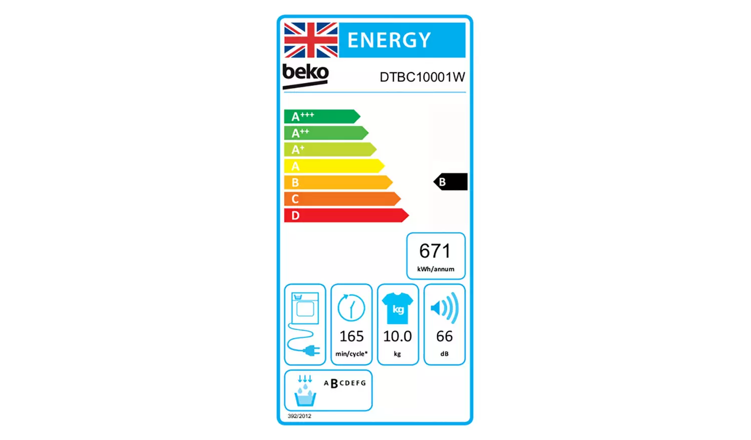 Beko DTBC10001W 10KG Condenser Tumble Dryer - White