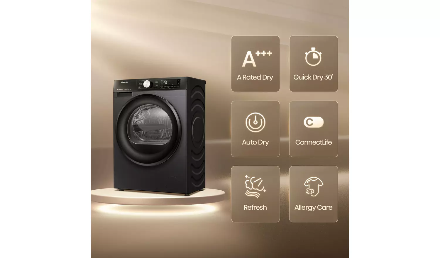 Hisense DH3S902BB3 9KG Heat Pump Tumble Dryer - Black