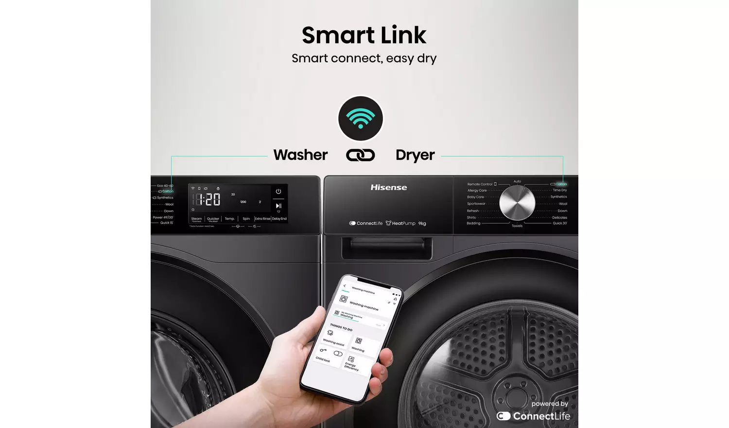 Hisense DH3S902BB3 9KG Heat Pump Tumble Dryer - Black