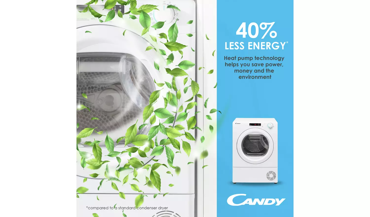 Candy CSOE H9A2DCEB-80 9KG Heat Pump Tumble Dryer - Black