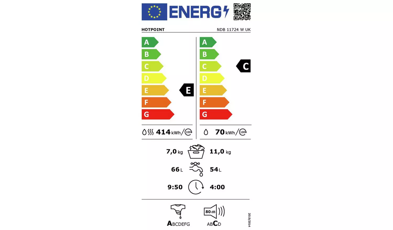 Hotpoint NDB11724UK 11/7KG 1400 Spin Washer Dryer - White