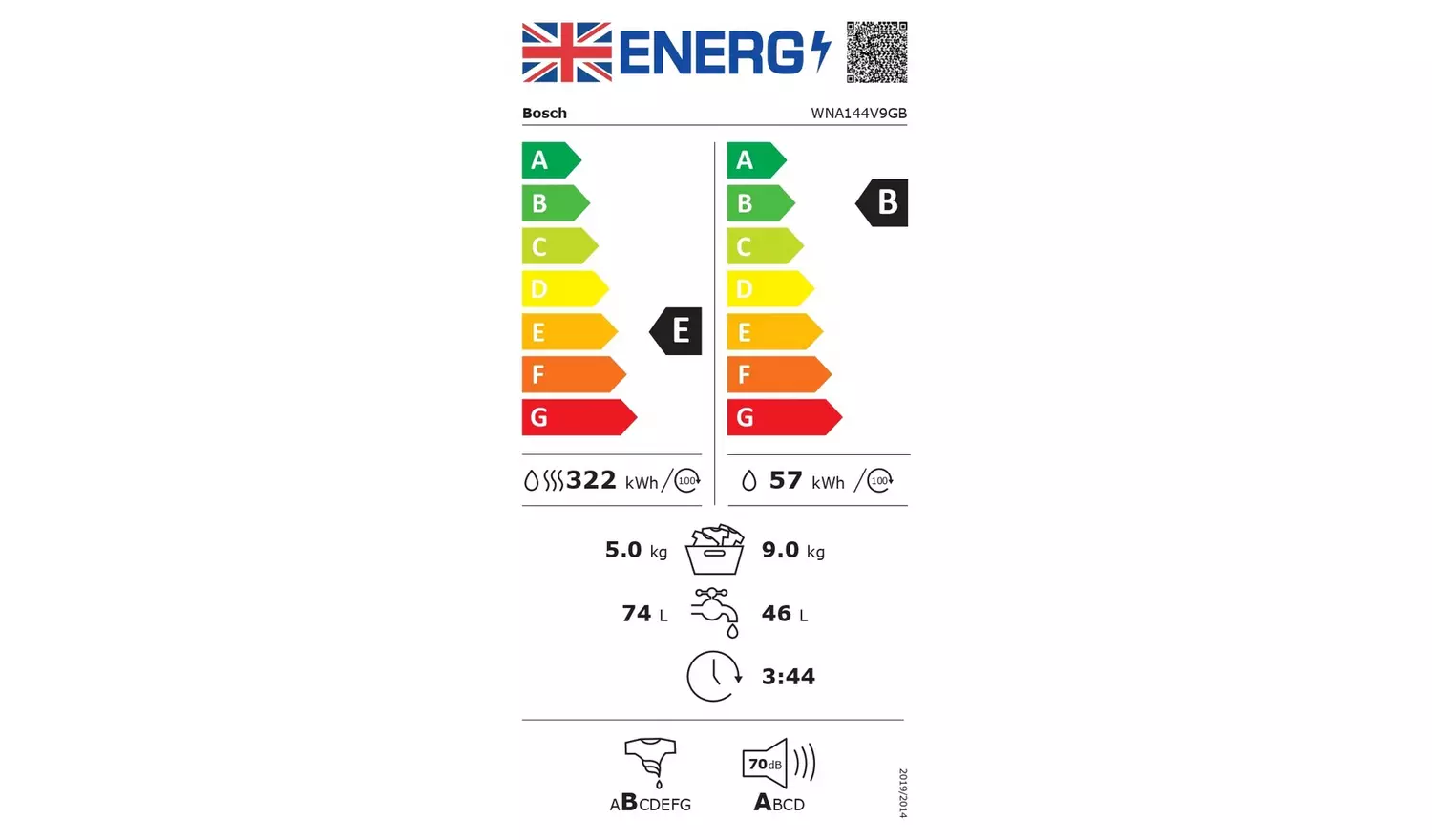 Bosch WNA144V9GB 9KG/5KG 1400 Spin Washer Dryer - White