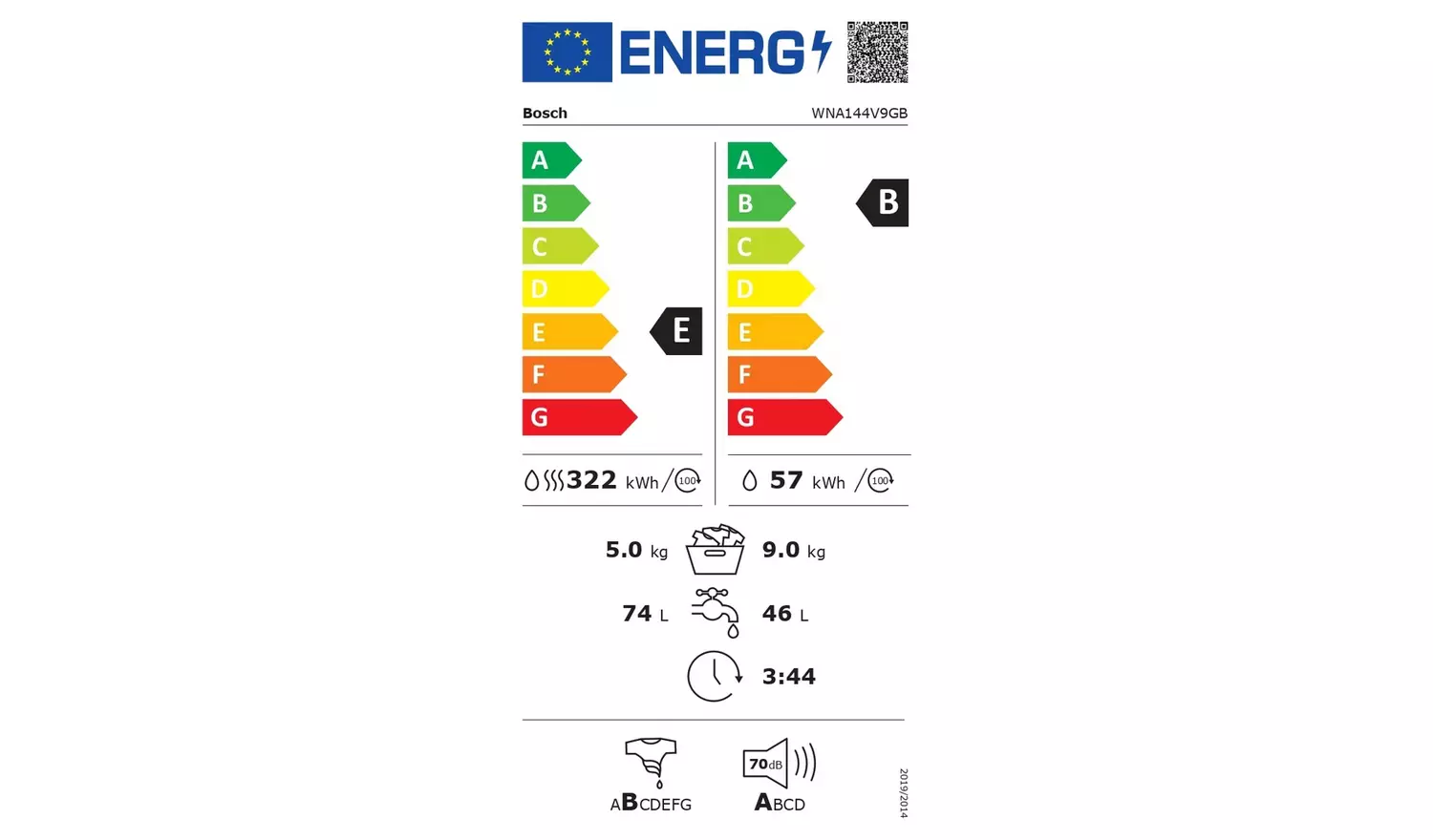 Bosch WNA144V9GB 9KG/5KG 1400 Spin Washer Dryer - White