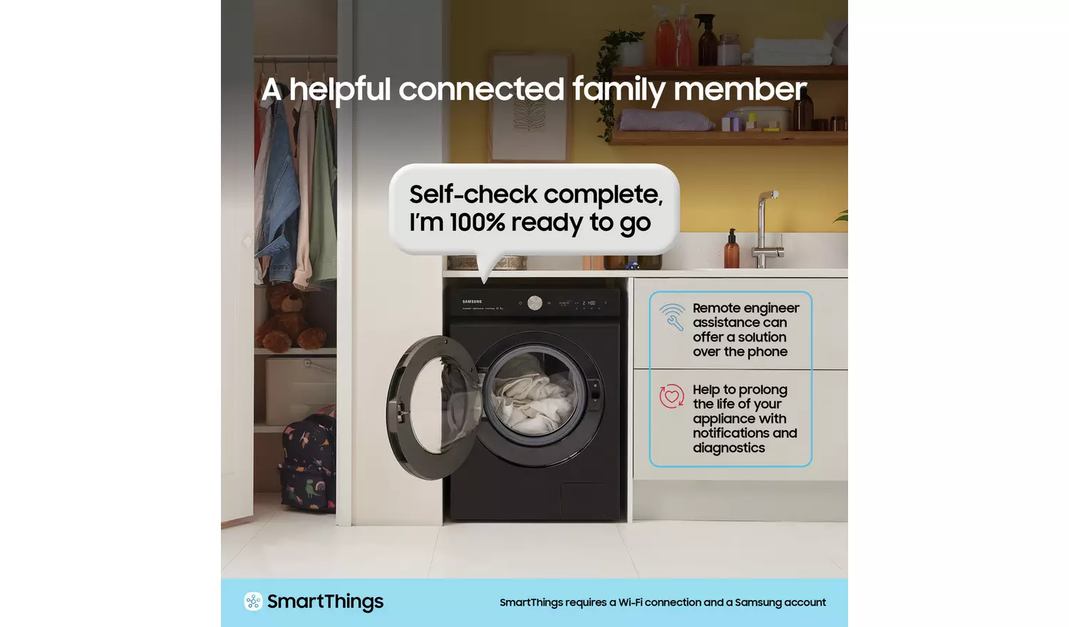 Samsung WD11DG5B15BBEU 11KG/6KG 1400 Spin Washer Dryer-Black