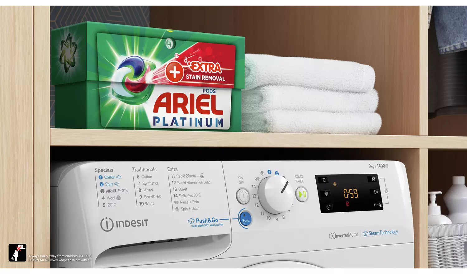 Indesit BDE96436SVUK 9/6KG 1400 Spin Washer Dryer - Silver