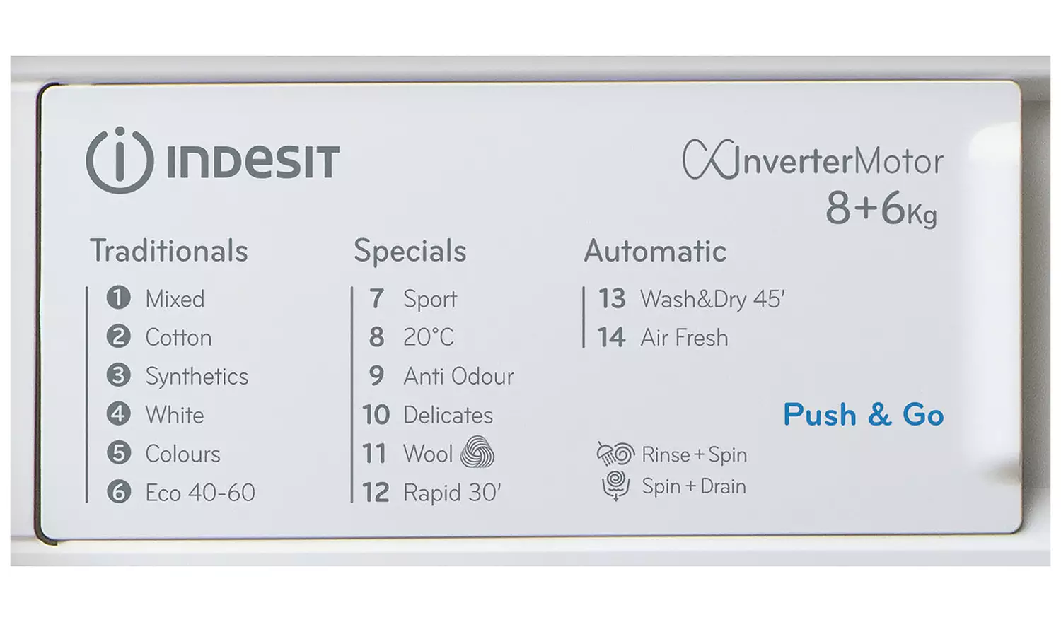 Indesit BIWDIL861485UK 8kg/6kg 1400 Spin Washer Dryer- White