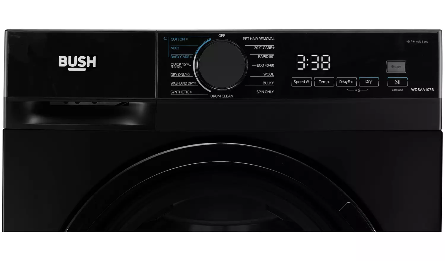 Bush WDSAA107B 10/7KG 1400 Spin Washer Dryer - Black