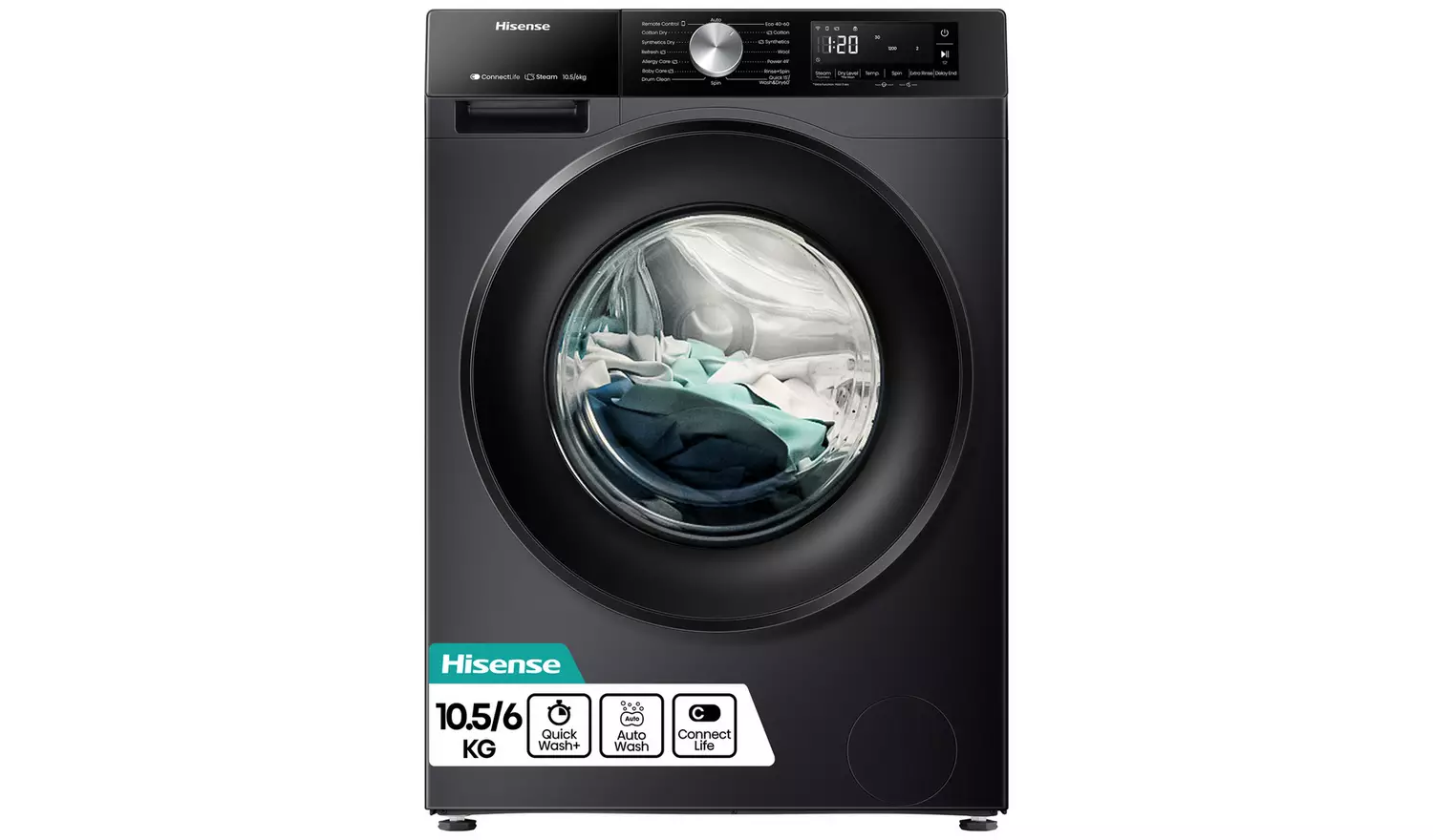 Hisense WD3S1043BB3 10.5/6KG 1400 Spin Washer Dryer - Black