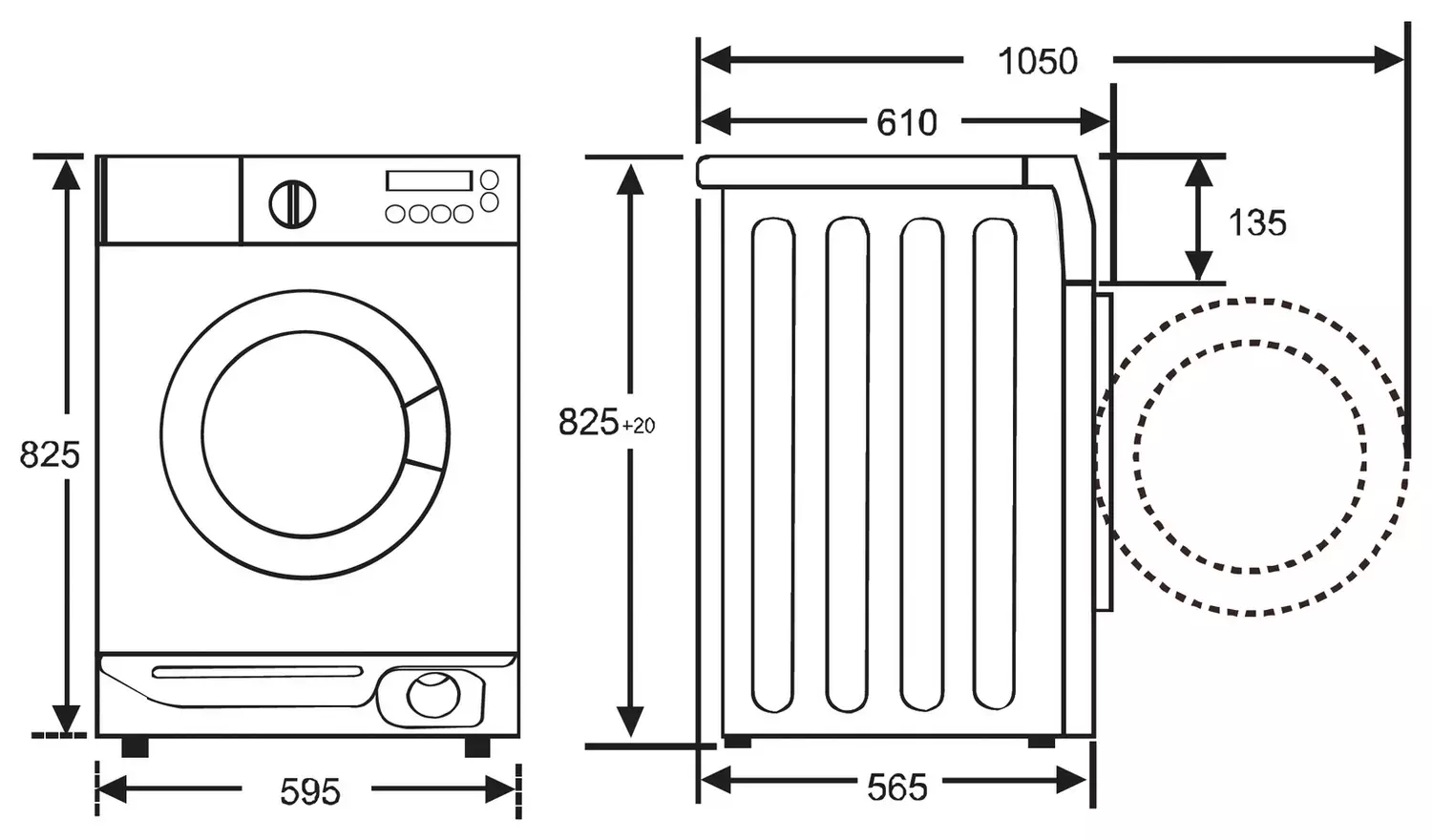 Bush WDSAEINT86 8KG/6KG 1400 Spin Washer Dryer - White