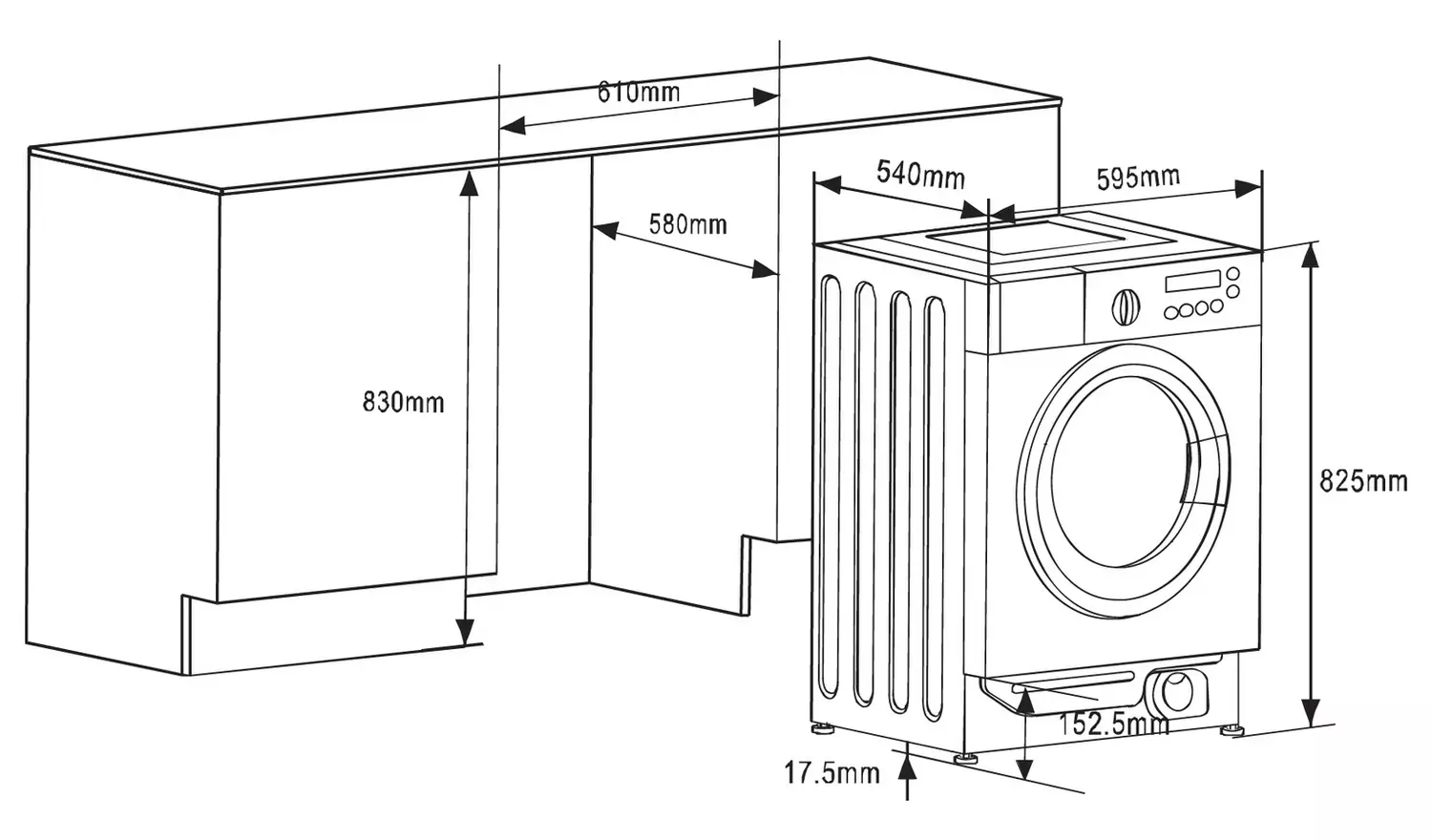 Bush WDSAEINT86 8KG/6KG 1400 Spin Washer Dryer - White