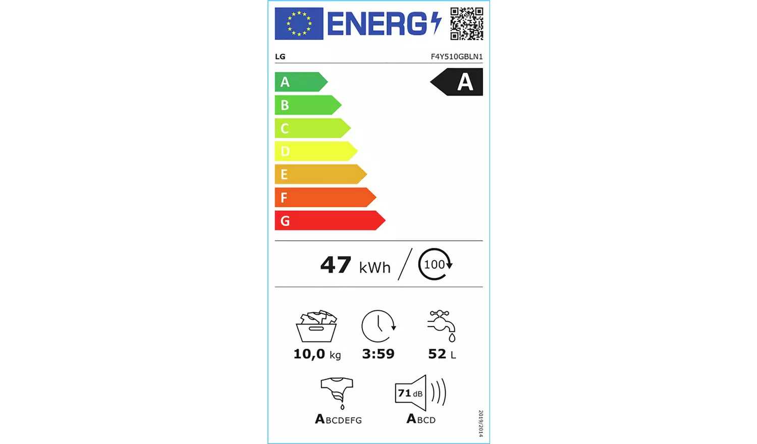 LG F4Y510GBLN1 10KG 1400 Spin Washing Machine - Grey