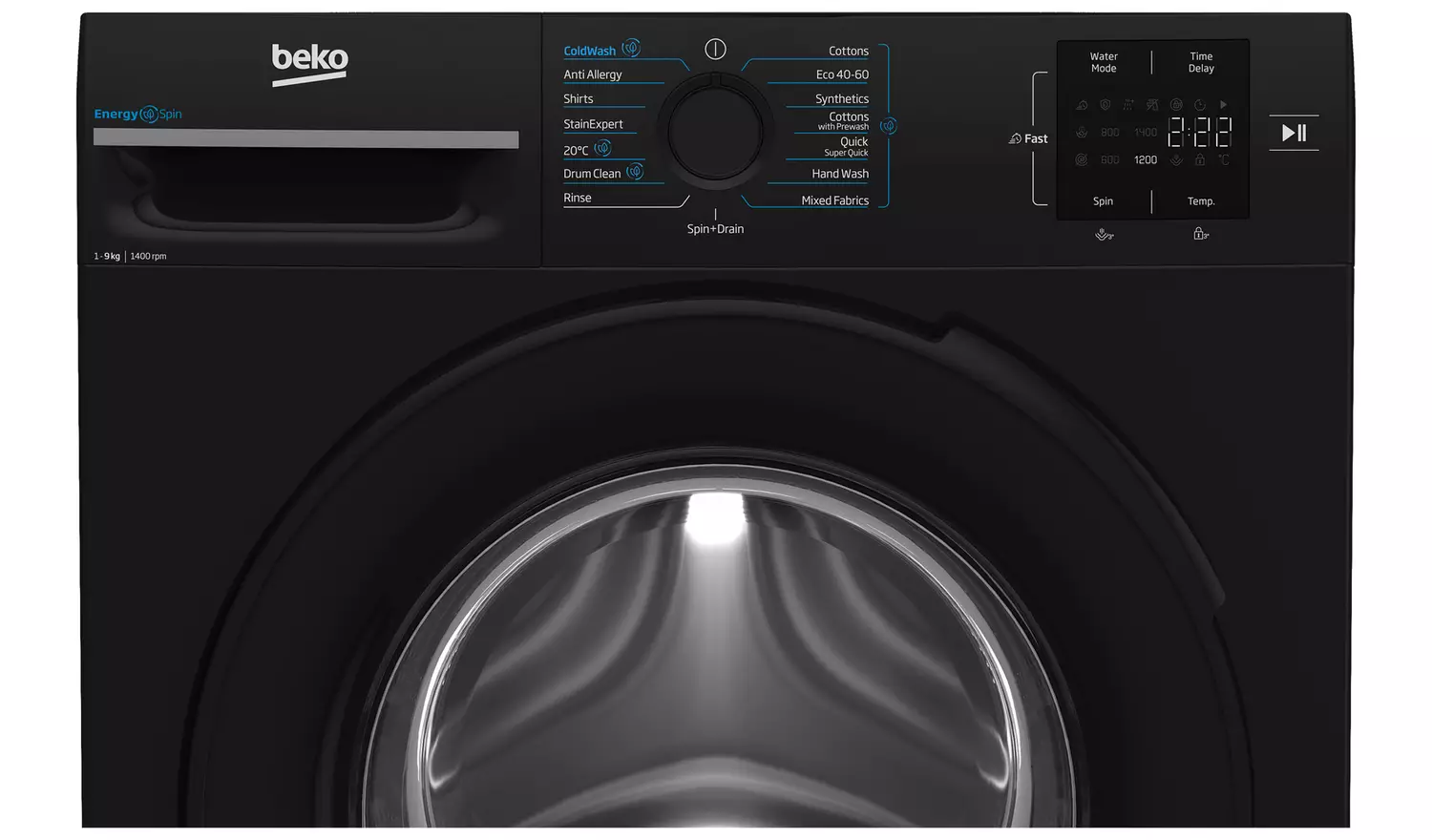 Beko EnergySpin BM3WT3941B 9kg 1400 Washing Machine - Black
