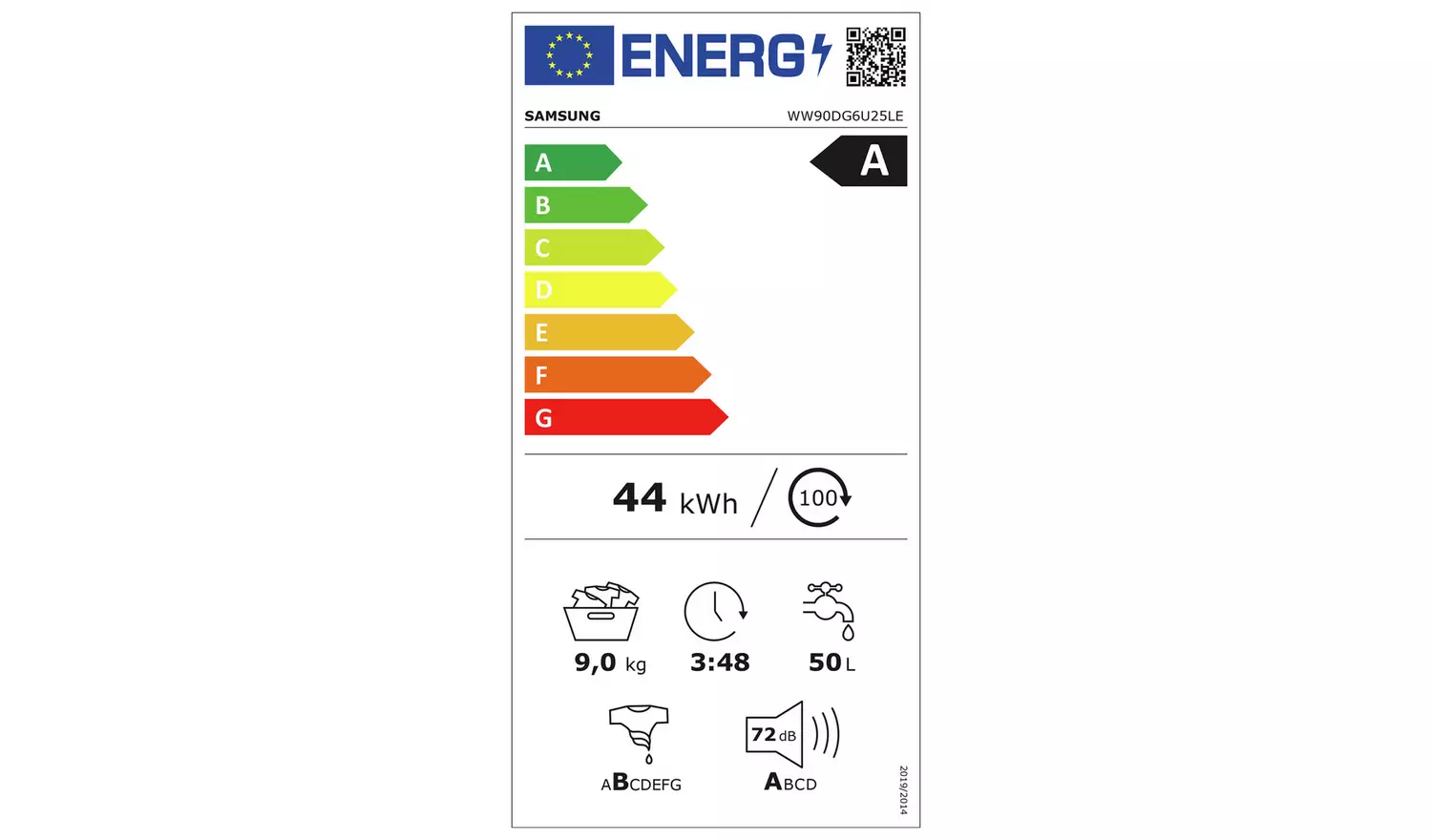 Samsung WW90DG6U25LEU1 9KG 1400 Spin Washing Machine - White