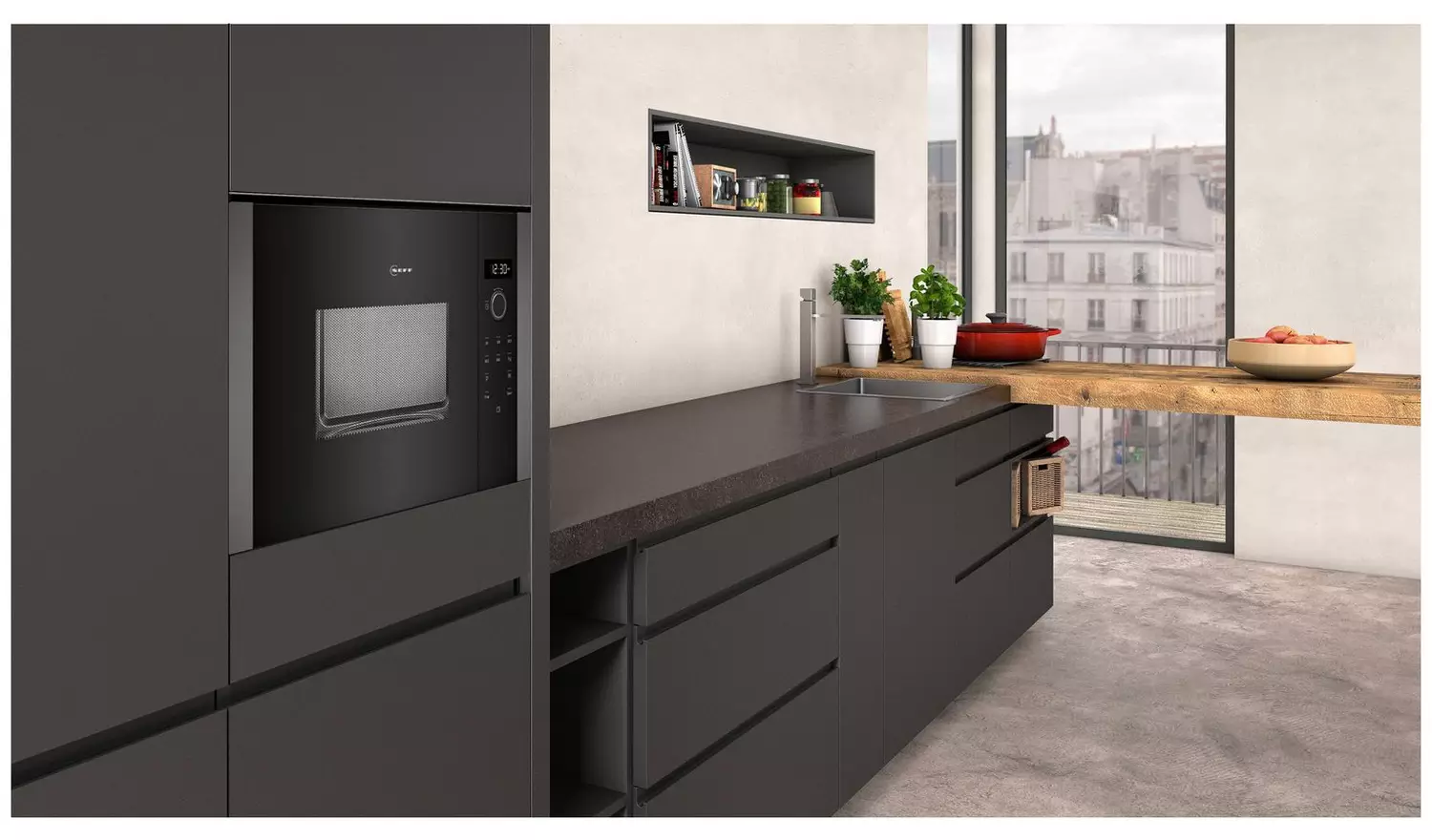 Neff HLAWD23G0B 800W Built In Microwave - Graphite Grey