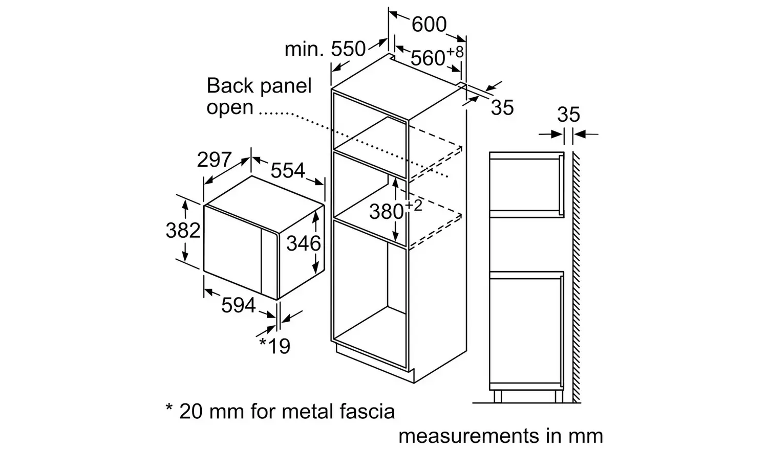 Neff HLAWD23G0B 800W Built In Microwave - Graphite Grey