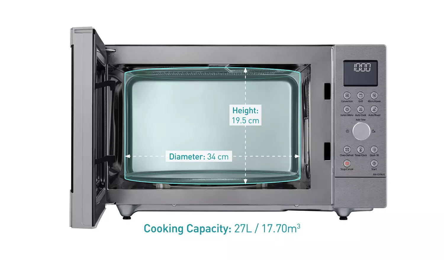 Panasonic 1000W Combination Microwave Oven 27L NN-CD58-Steel