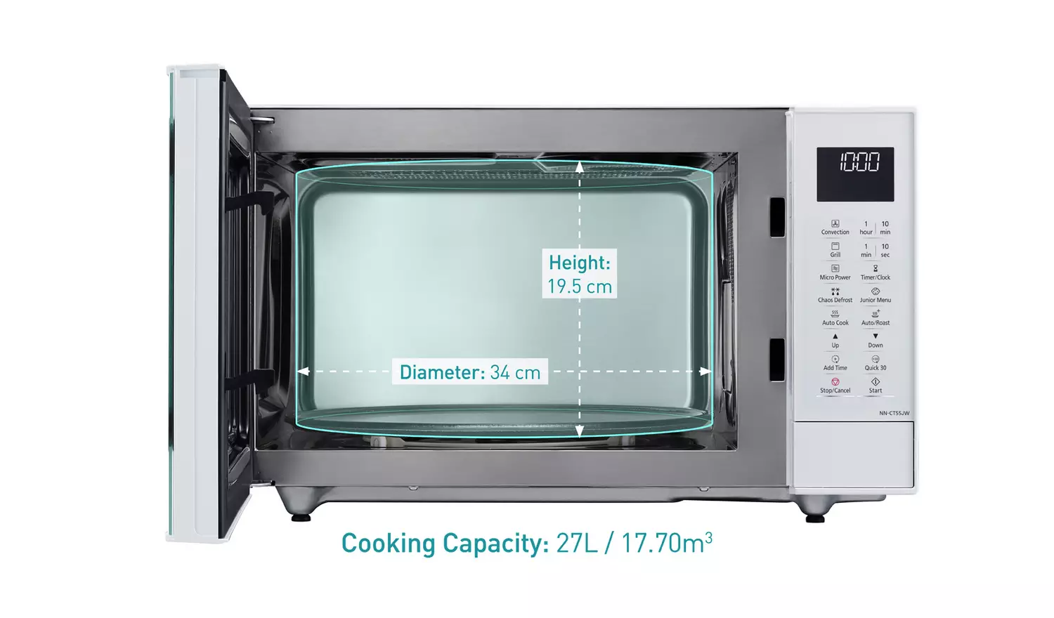Panasonic 1000W Combination Microwave Oven 27L NN-CT55-White