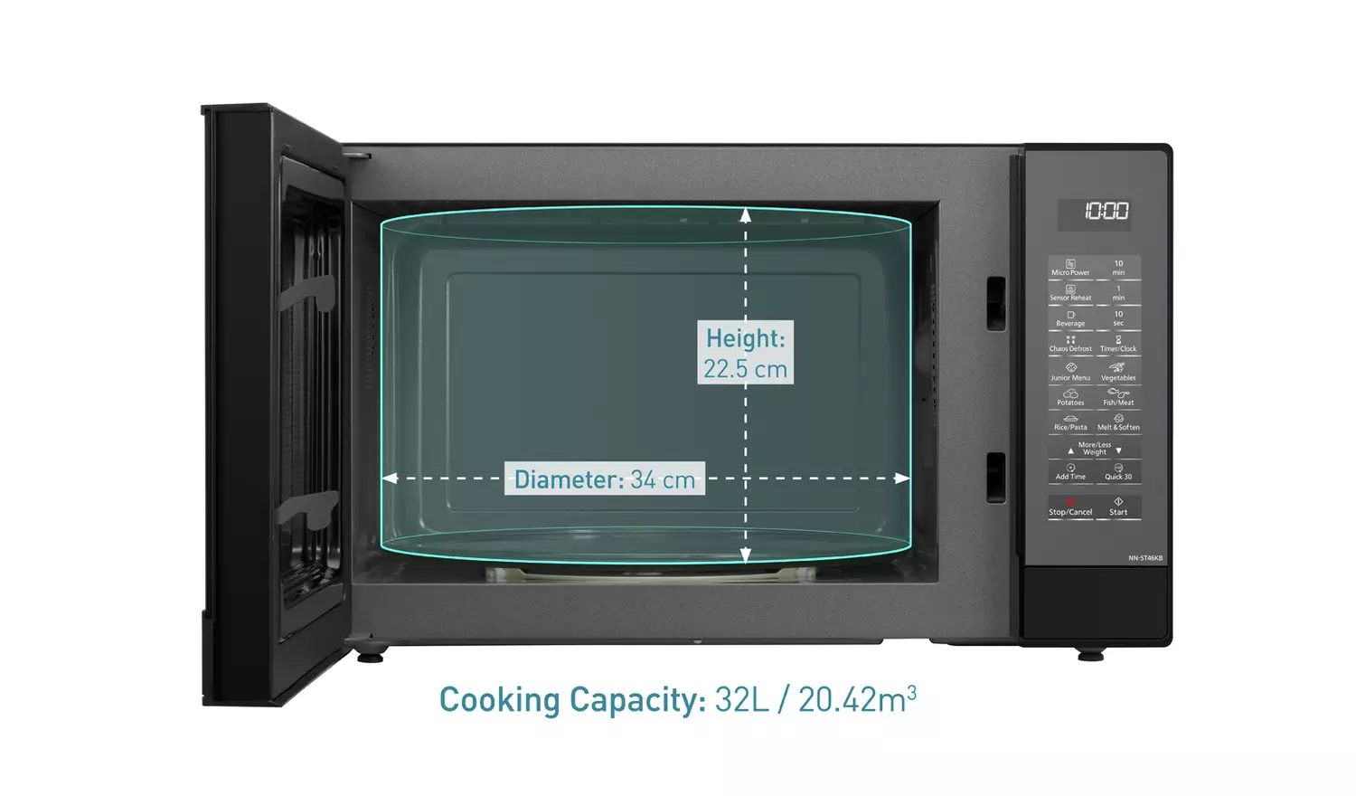 Panasonic 1000W Standard Microwave NNST46K - Black