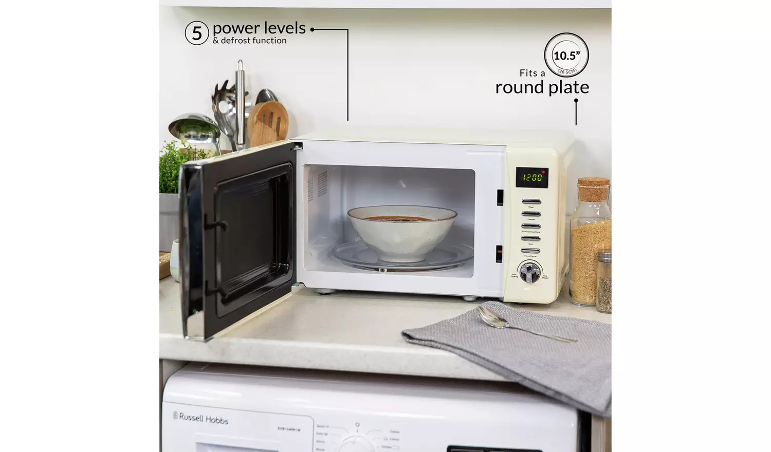 Russell Hobbs Worcester 700W Standard Microwave - Cream
