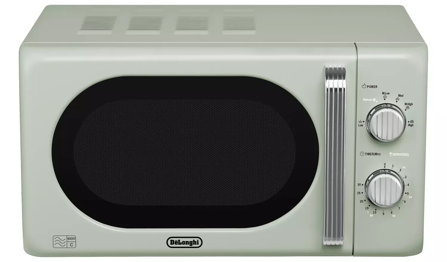 De'Longhi Argento Flora 800W Standard Microwave - Sage Green