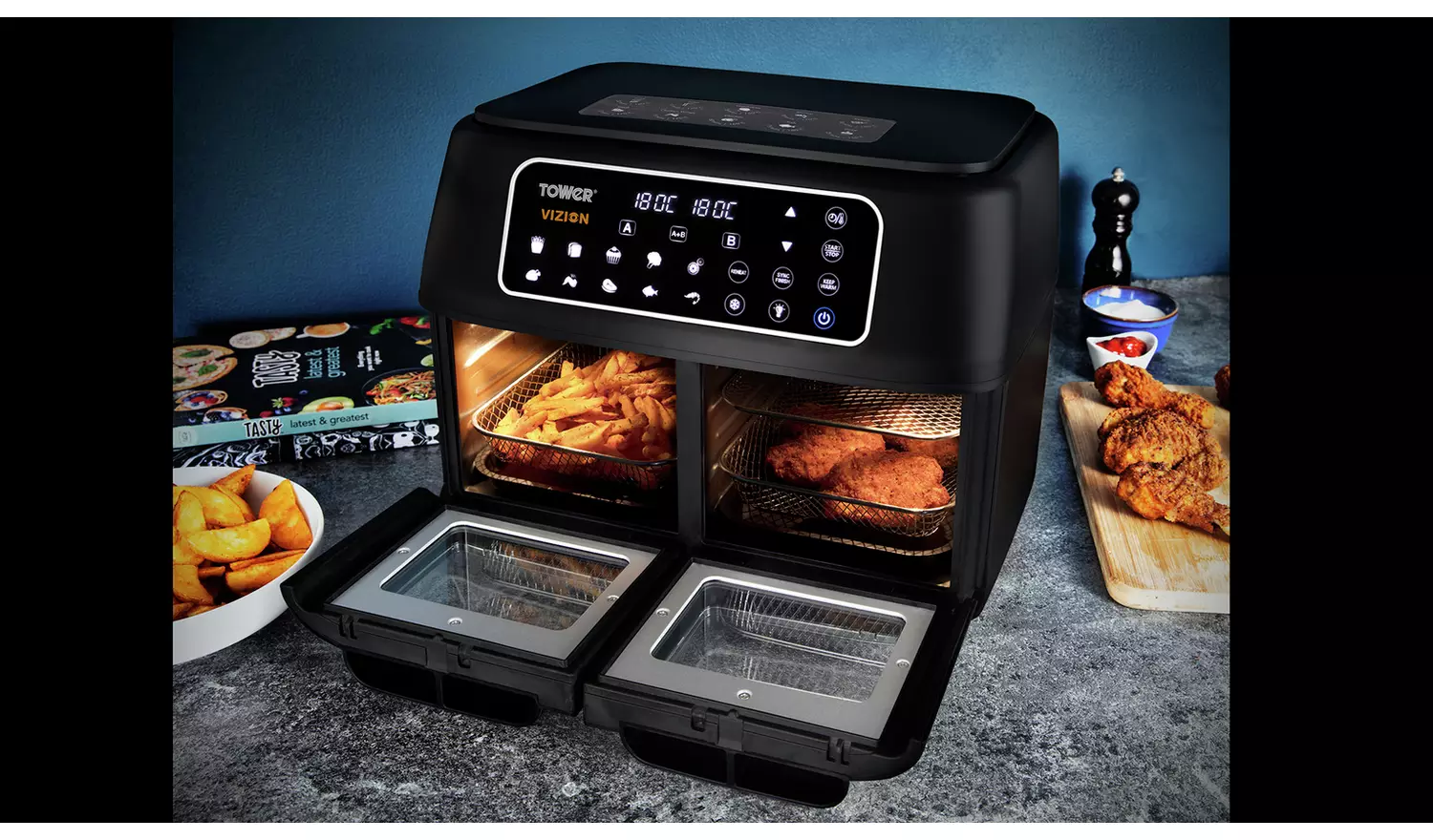 Tower T17102 Vortx Vizion 11L Dual Air Fryer Oven - Black