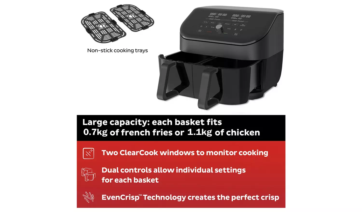 Instant Vortex ClearCook 7.6L Dual Air Fryer - Black