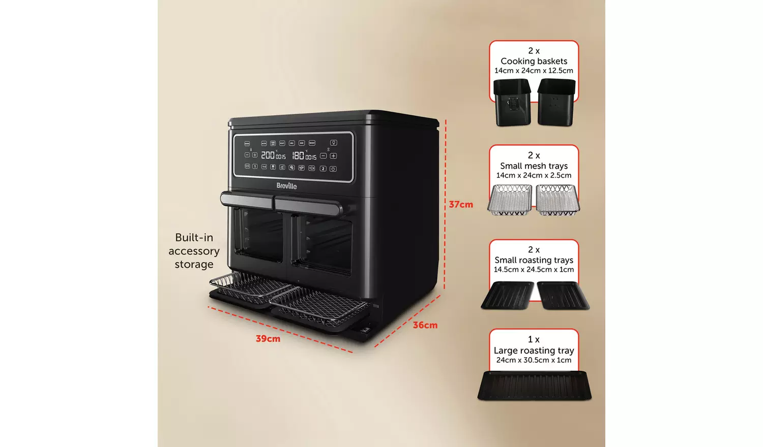 Breville VDF130 Halo Flexi 11L Dual Oven Air Fryer - Black