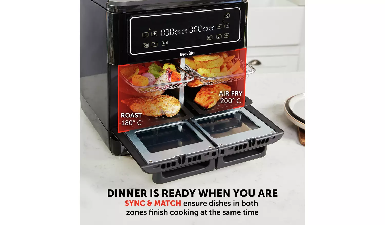 Breville VDF130 Halo Flexi 11L Dual Oven Air Fryer - Black