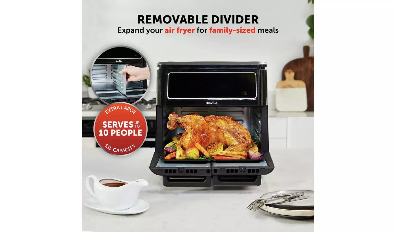Breville VDF130 Halo Flexi 11L Dual Oven Air Fryer - Black