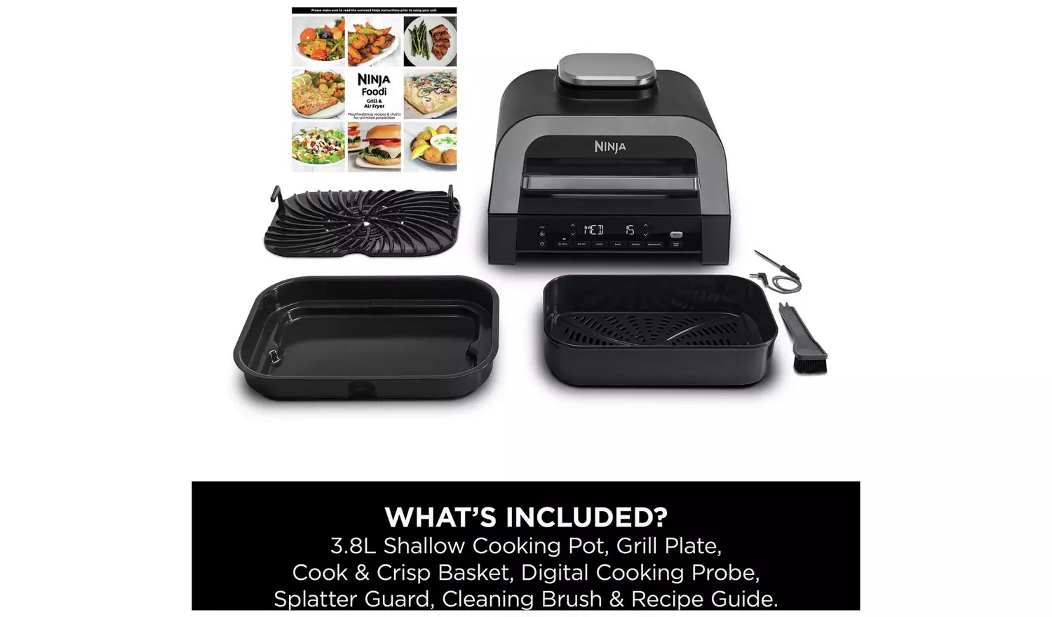 Ninja 6-in-1 MAX DG551UK 3.8L Grill & Air Fryer - Silver