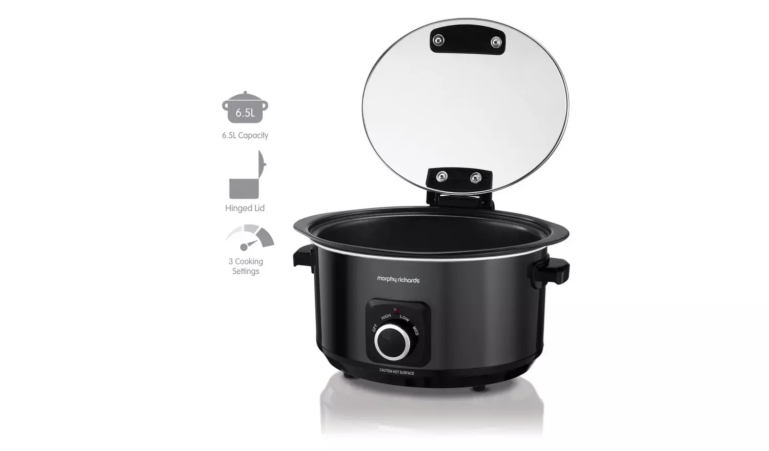 Morphy Richards 6.5L Hinged Lid Slow Cooker - Black