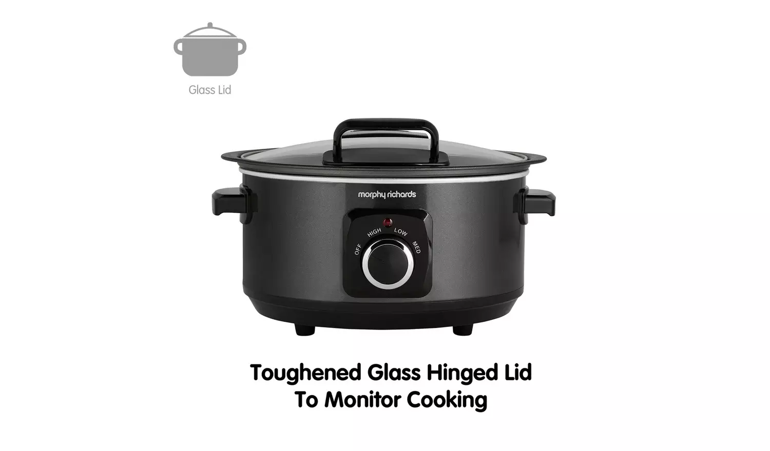 Morphy Richards 6.5L Hinged Lid Slow Cooker - Black