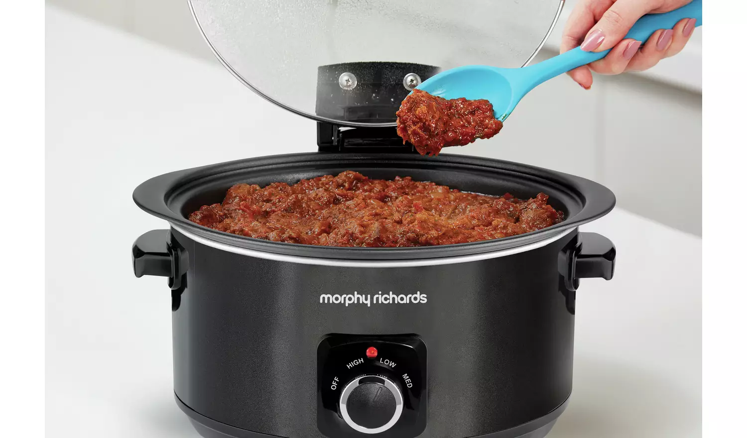 Morphy Richards 6.5L Hinged Lid Slow Cooker - Black