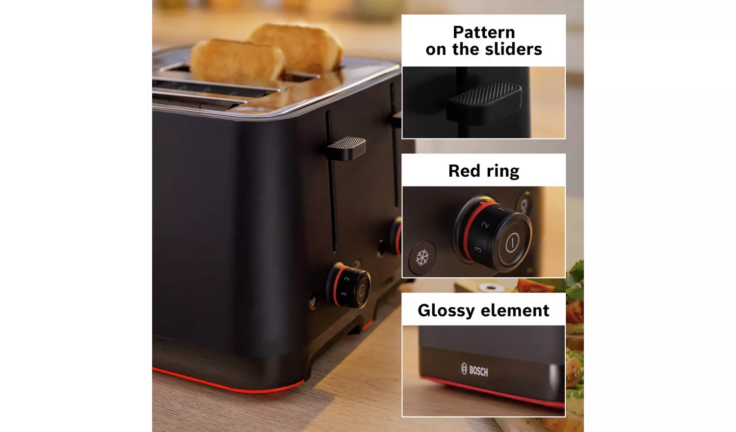 Bosch TAT3M143GB MyMoment Infuse 4 Slice Toaster - Black