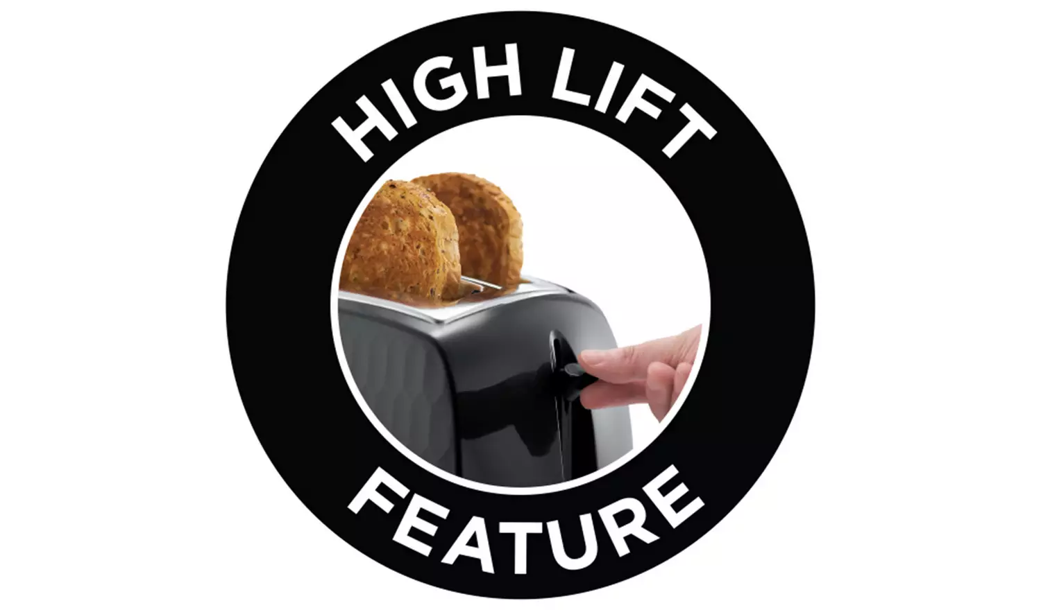 Russell Hobbs Honeycomb 2 Slice Black Plastic Toaster 26061