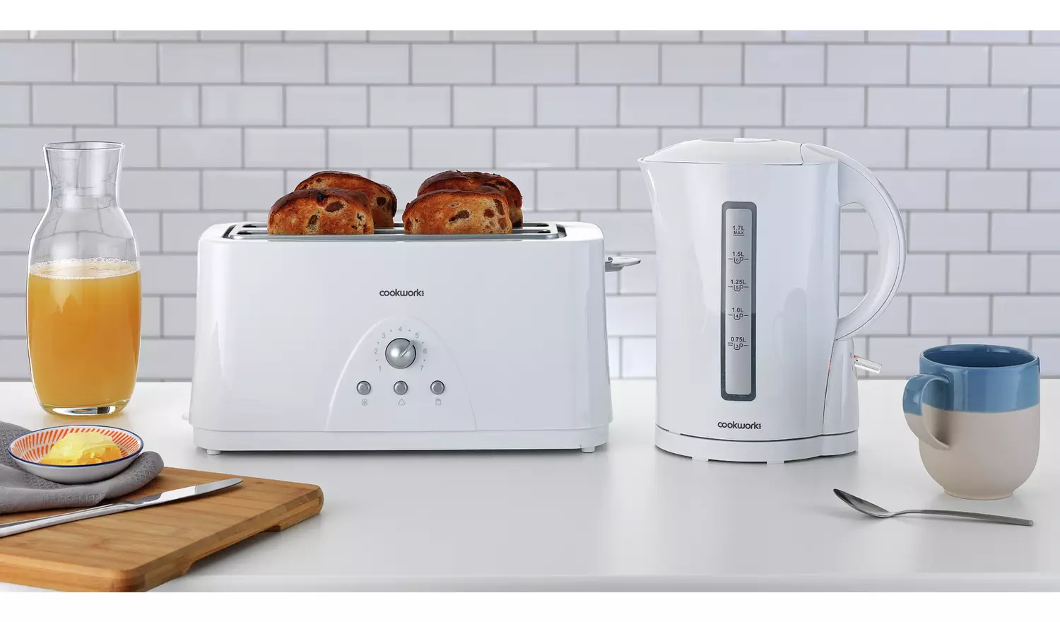 Cookworks Long Slot 4 Slice Toaster - White