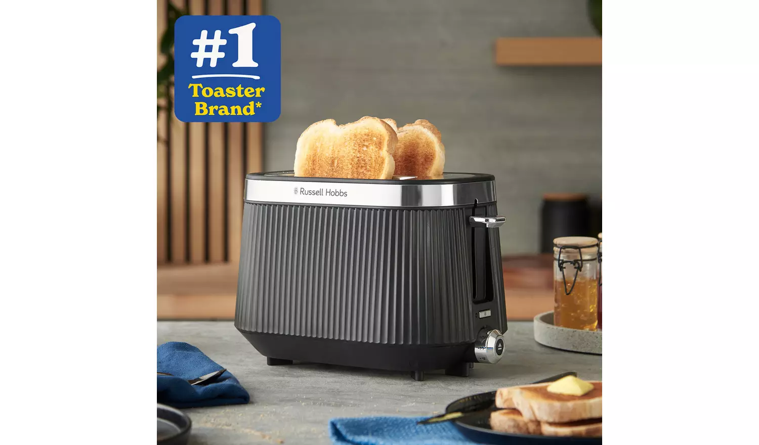 Russell Hobbs Bronte Matte Black 2 Slice Toaster 26760