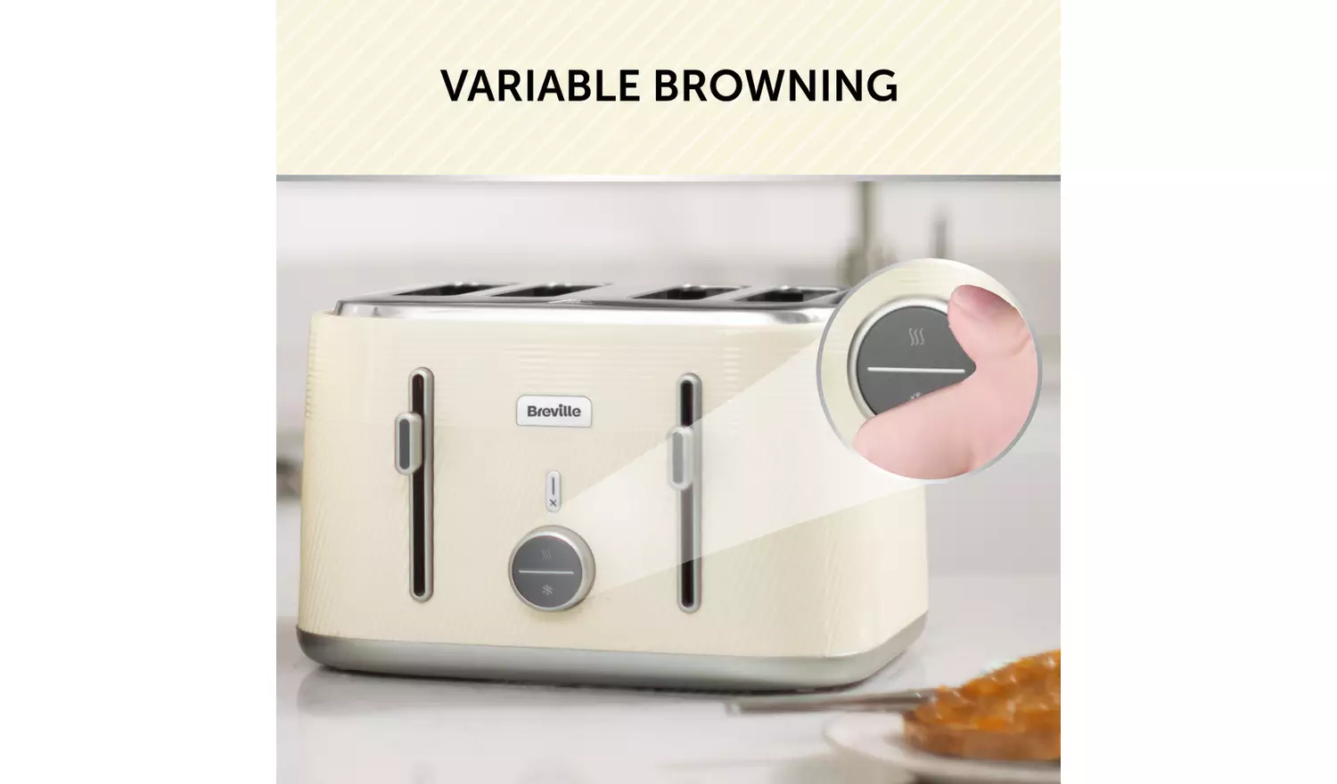 Breville Obliq VTT997 4-Slice Toaster - Cream