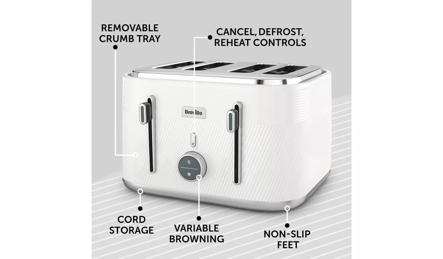 Breville Obliq VTT974 4-Slice Toaster - White