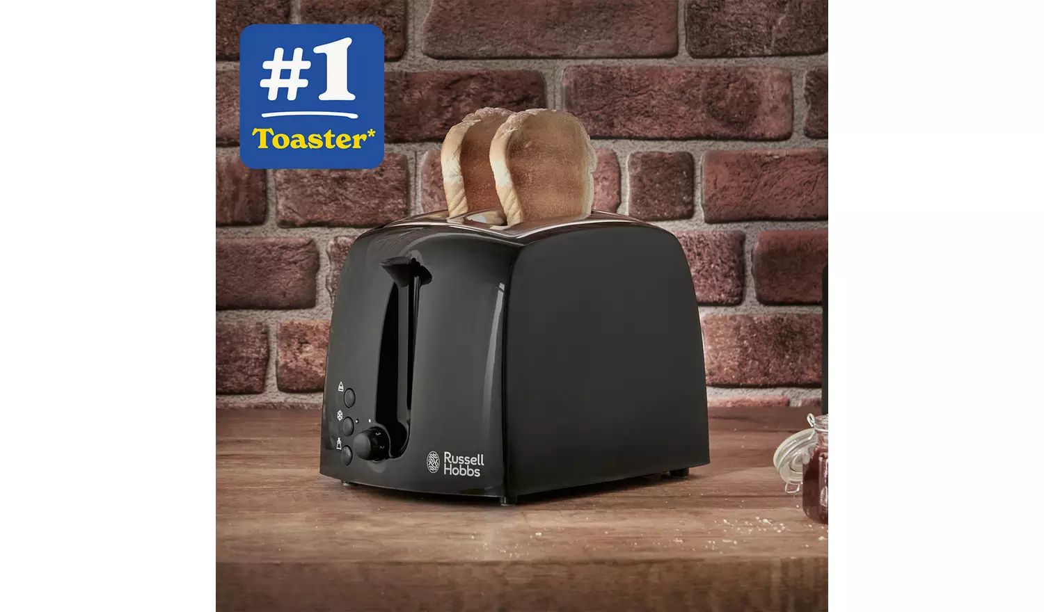 Russell Hobbs Textures 2 Slice Black Plastic Toaster 21641