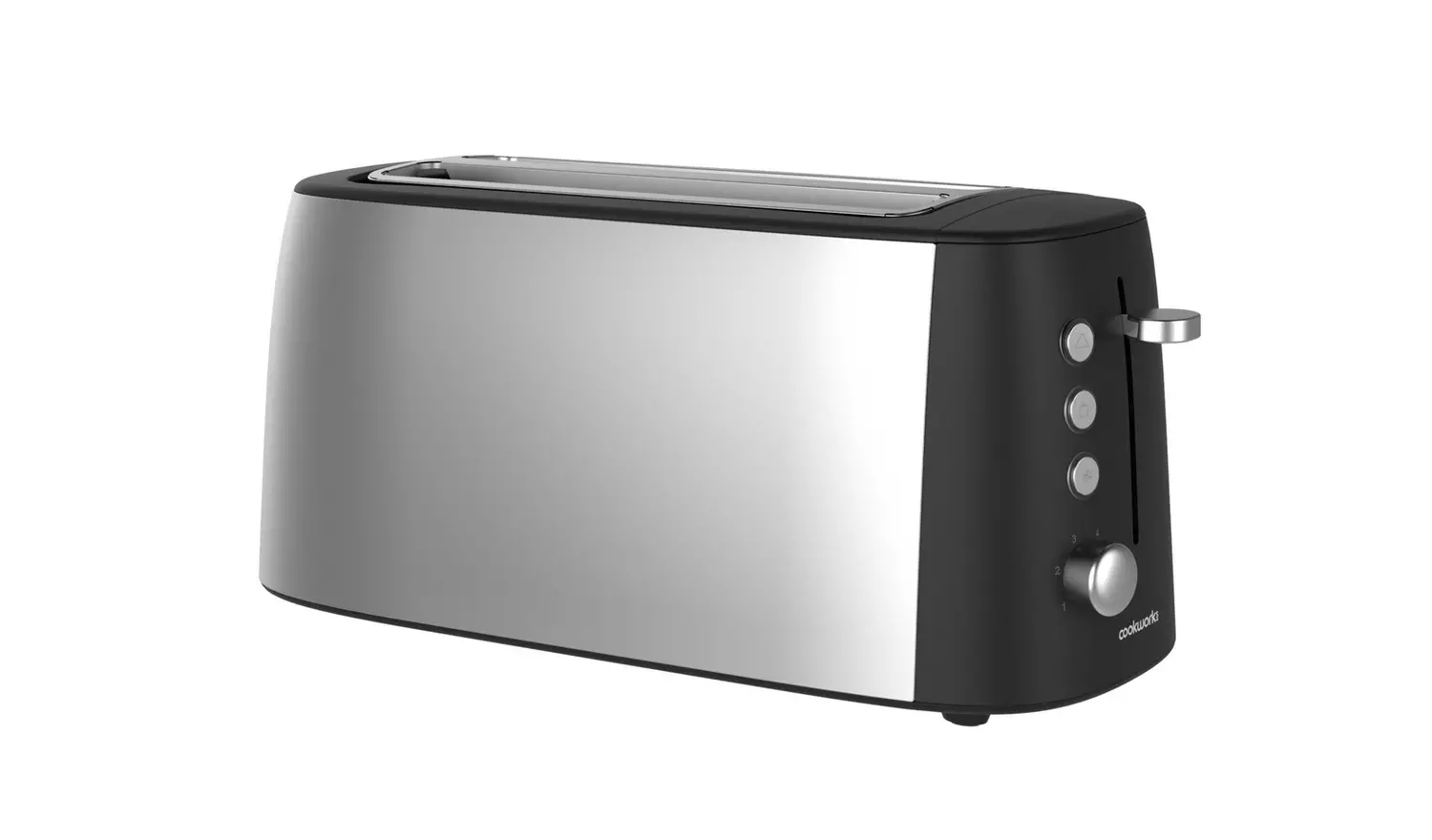 Cookworks Long Slot 4 Slice Toaster - Black and Silver
