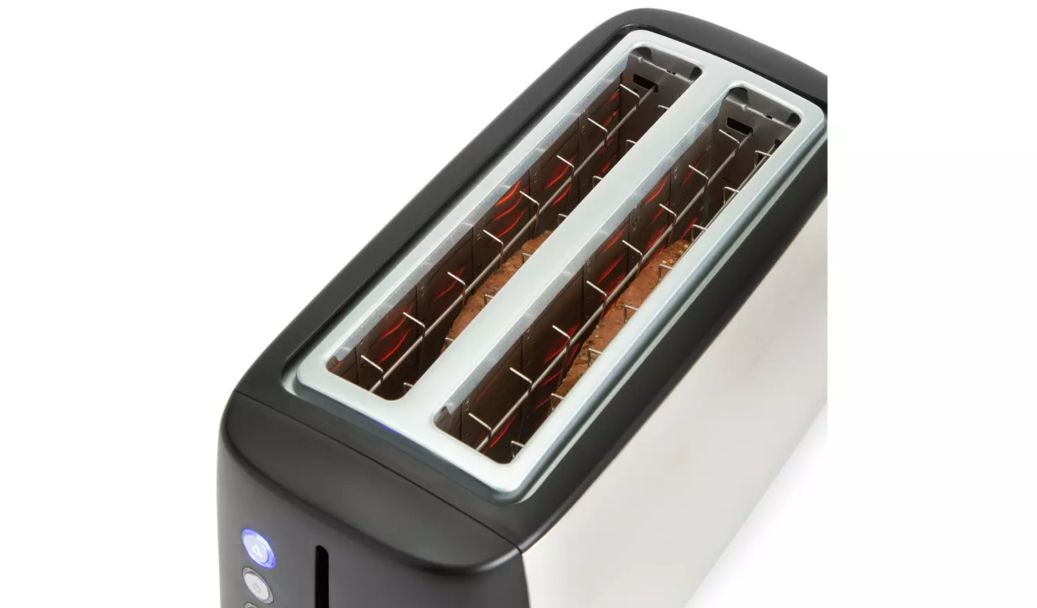 Cookworks Long Slot 4 Slice Toaster - Black and Silver