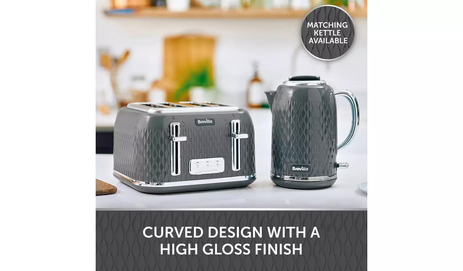 Breville VTR013 Curve 4 Slice Toaster - Grey and Chrome
