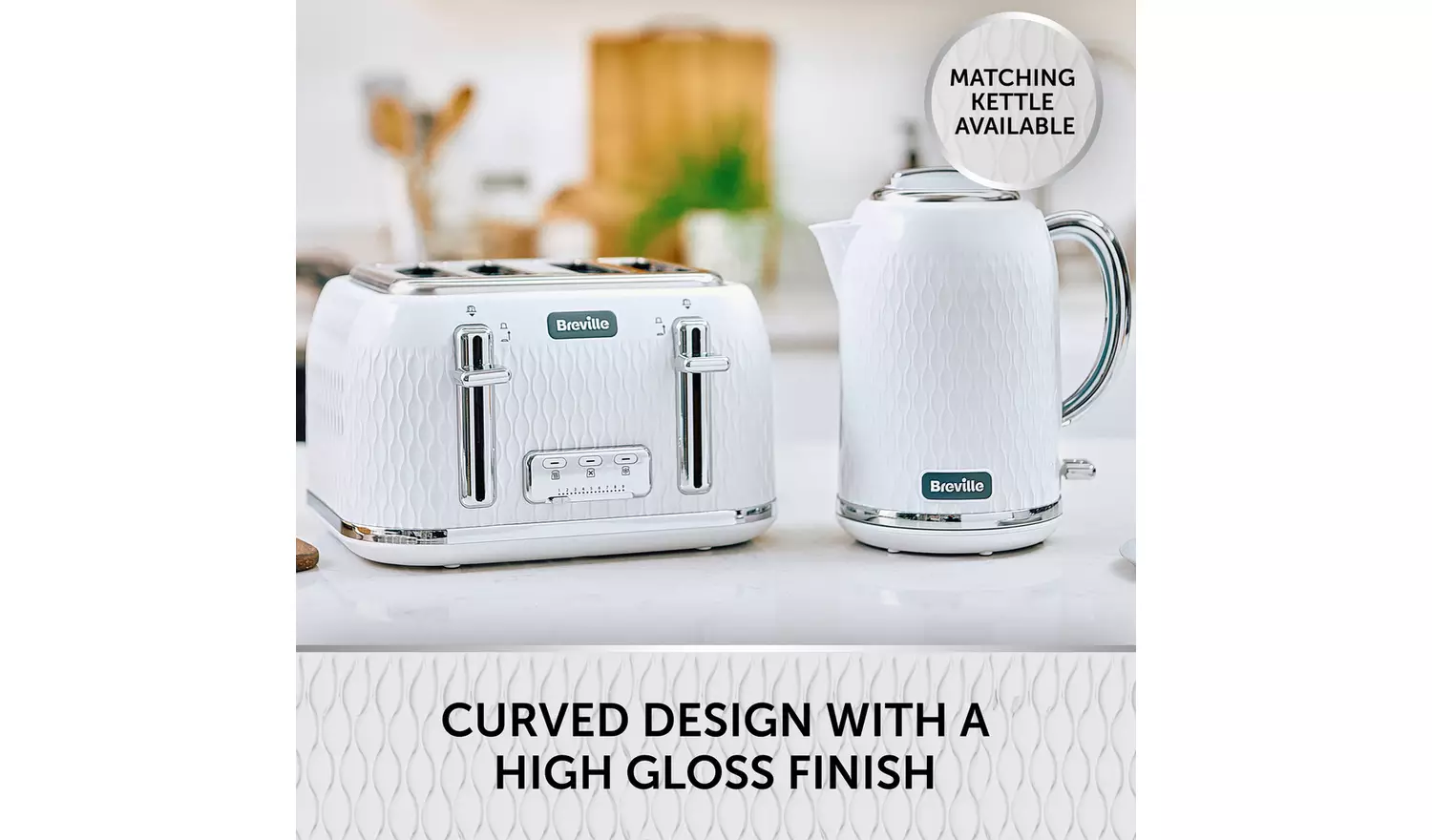 Breville VTT911 Curve 4 Slice Toaster - White and Chrome