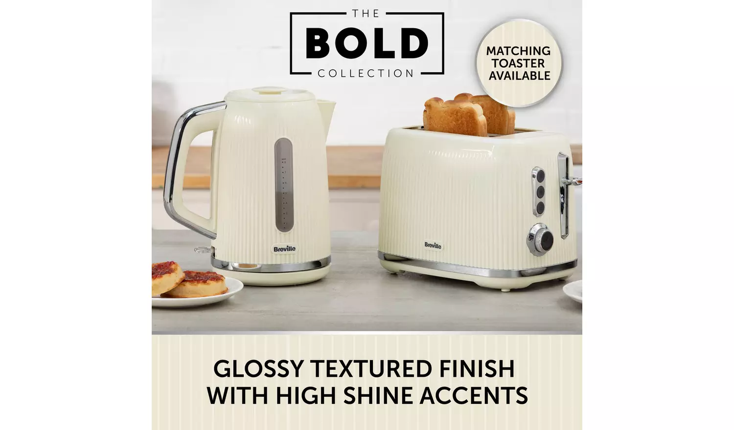 Breville VTR003 Bold 2 Slice Toaster - Cream and Silver